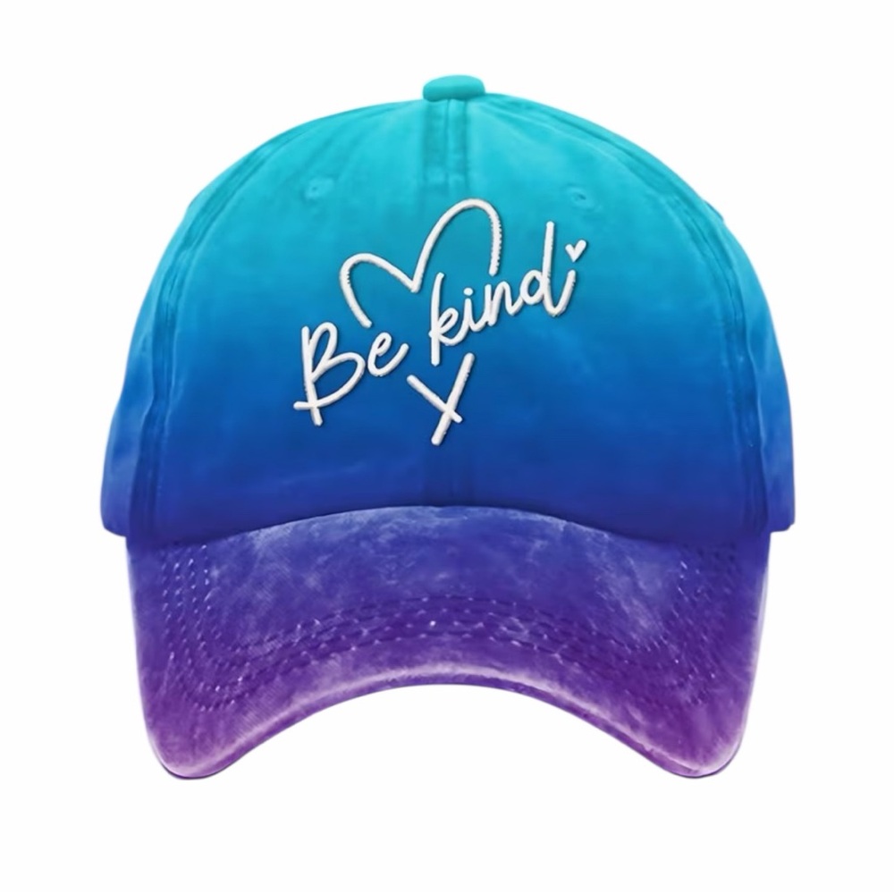 Be Kind Ombre Baseball Cap - Teal Blue to Purple New
